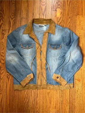 Chicos leather and denim jacket